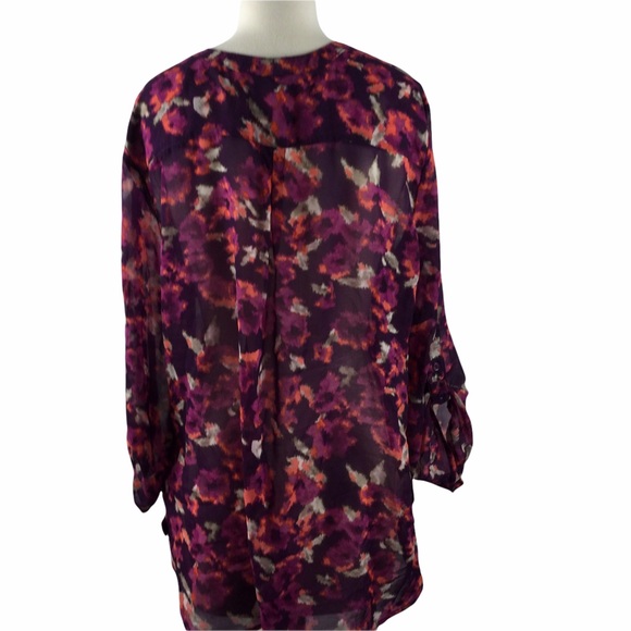 Apt. 9 Burgandy Sheer Tunic Blouse, Size Large - Picture 2 of 7
